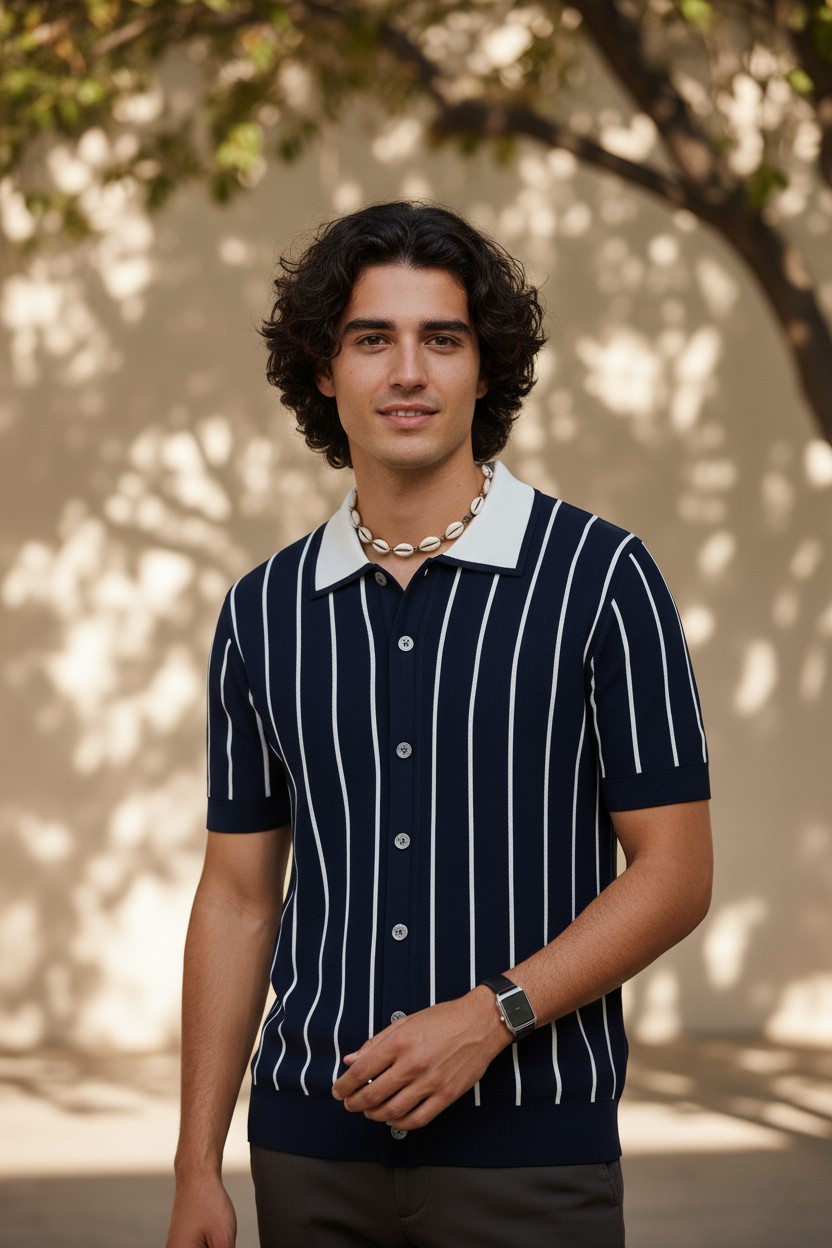  Navy Blue Knit Polo