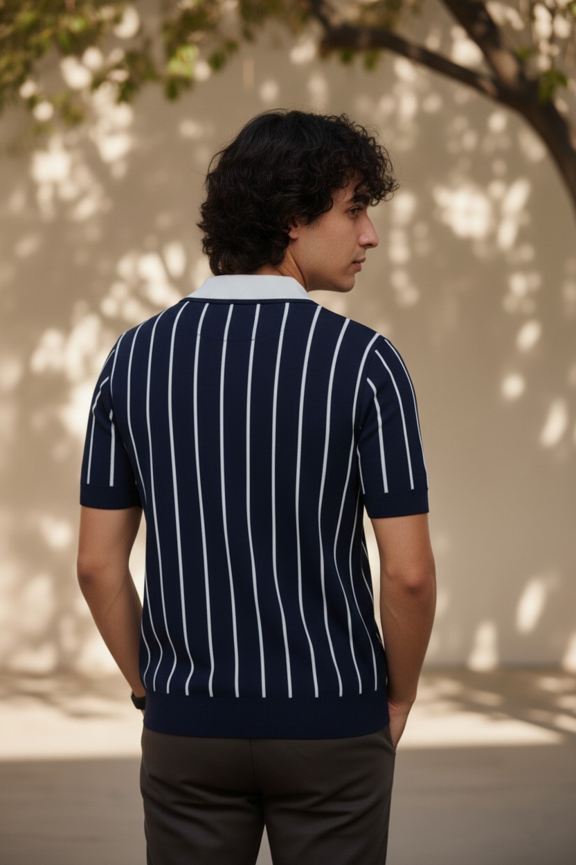  Navy Blue Knit Polo hover