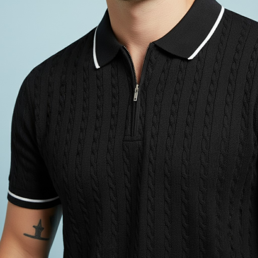 Black Knit Polo - thumbnail 3