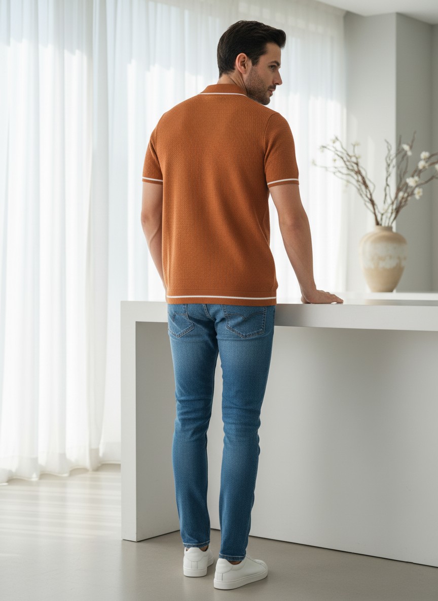 Orange Knit Polo hover